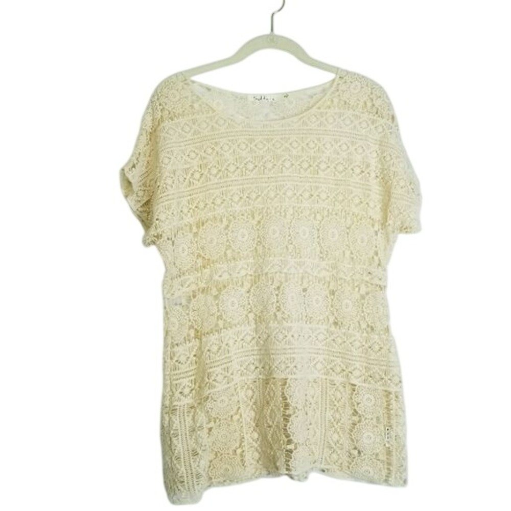 Solitaire Cream Crochet‎ Lace Top Women's Size S Cottagecore Romantic Soft Girl